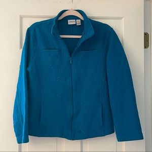 Chico's Blue Embroidered Zippered Jacket